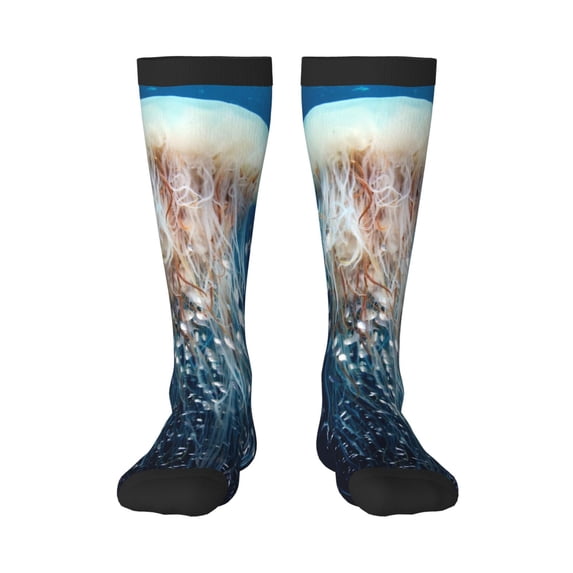 Easygdp White Jellyfish Dansing In The Ocean Fashionable Adult Sockings&Sports Sockings&Breathable Sockings, Non-Pilling,Contrasting Color Design