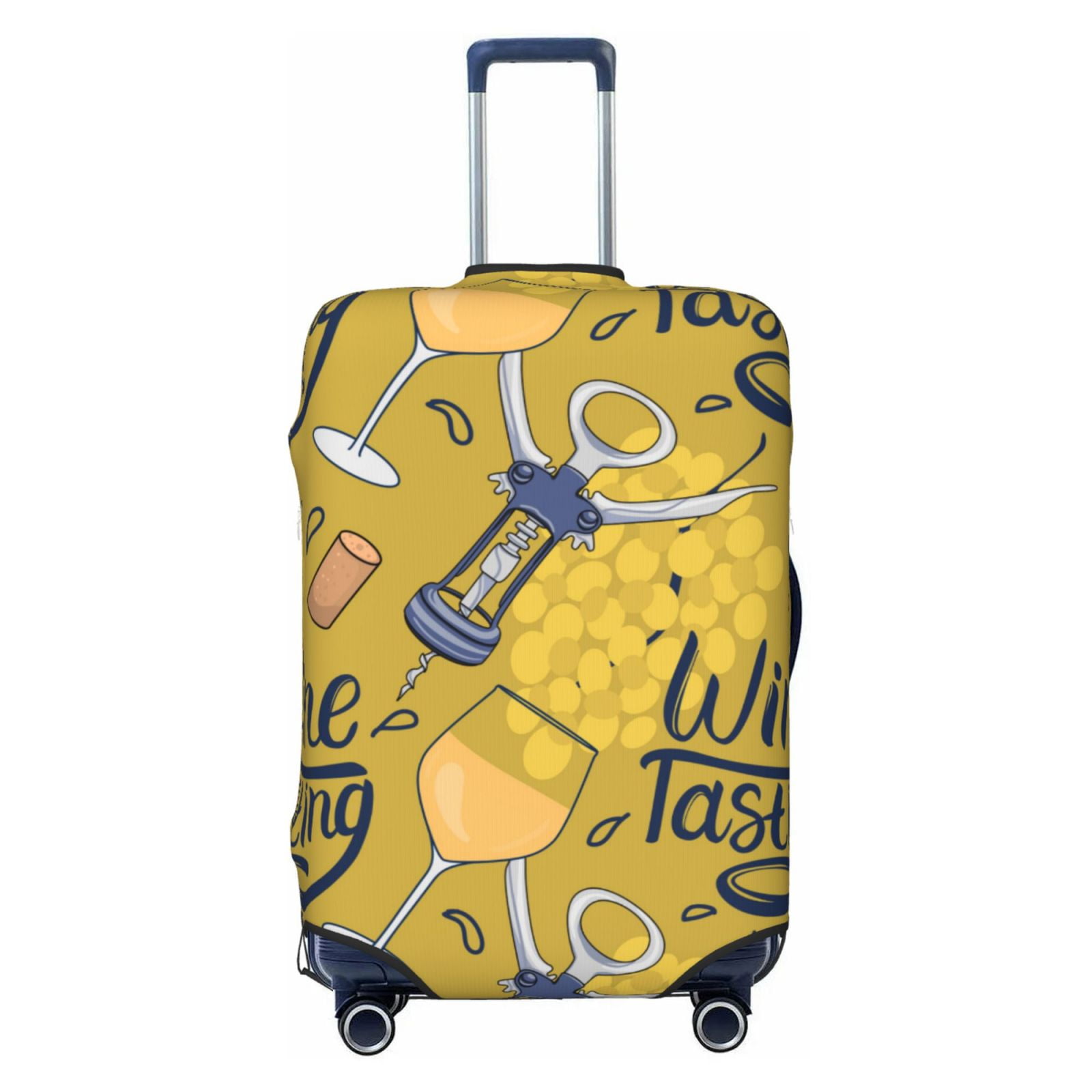 Easygdp White Wine Seamless Print Elastic and Washable Suitcase