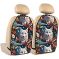 thumbnail image 1 of Easygdp White Wolf With Flowers Car Kick Mat Seat Cover 2 Pcs Anti-Kick Pockets Storage Mat Back Seat Cover Car Seat Protector, 1 of 8