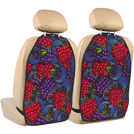 Easygdp Wild Berries Car Kick Mat Seat Cover 2 Pcs Anti-Kick Pockets Storage Mat Back Seat Cover Car Seat Protector