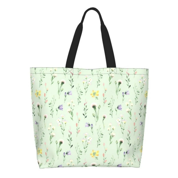 Easygdp Wildflower Watercolor 5 Tote Bags for Women,Women Travel Shoulder Bags Handbags,Big Capacity Shopping Work Bag