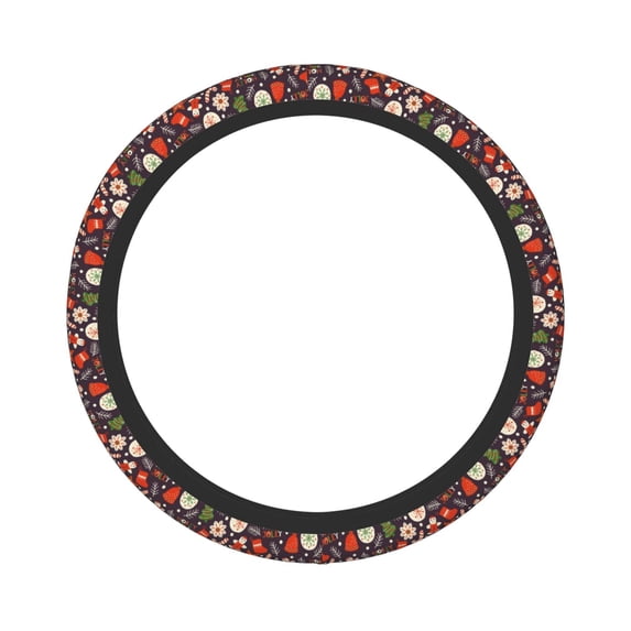 Easygdp Winter Holiday Christmas Elastic Steering Wheel Cover, Auto Accessories, Fit Suvs, Vans,Cars, Trucks -15 inch