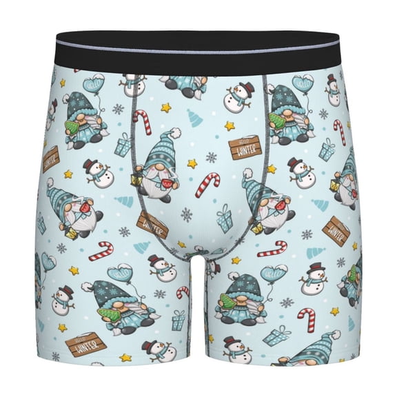 Easygdp Winter Wonderland Light Blue Men's Boxer Briefs Men’s Underwear Boxer Briefs for Men