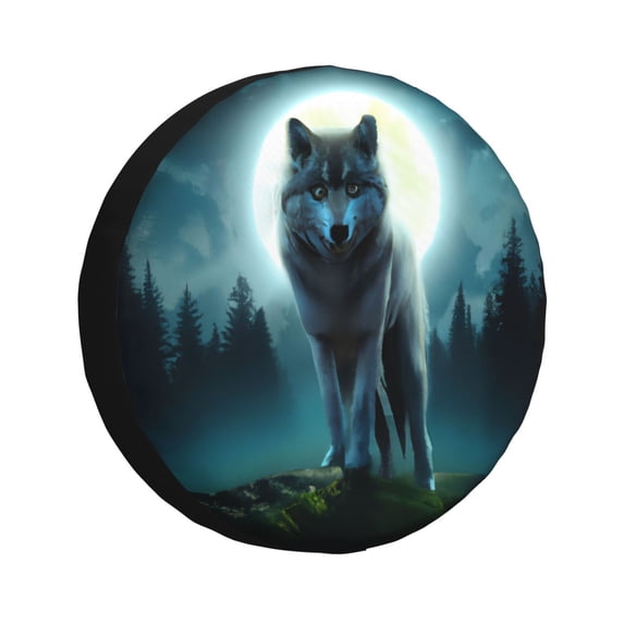 Easygdp Wolf Wheel Cover,Spare Tire Cover,4-17in Spare Tire Cover Universal Fit for Trailer, Car, Truck, SUV, Jeep-16 inch