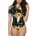 thumbnail image 1 of Easygdp Women's One-Piece Swimsuit Slim Fit Crew Neck Bodysuit Athletic Swimwear with Concealed Buckle - XX-Large, 1 of 9