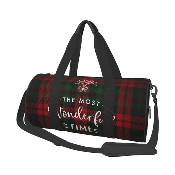 Easygdp Wonderful Time Christmas Travel Bag, Camping, Weekend, Carry On Overnight Duffel Bag with Shoulder Strap