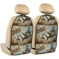 thumbnail image 1 of Easygdp Wood Grain Shark Car Kick Mat Seat Cover 2 Pcs Anti-Kick Pockets Storage Mat Back Seat Cover Car Seat Protector, 1 of 8