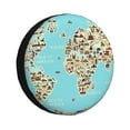 thumbnail image 1 of Easygdp World Travel Line Icons Map Automobile Tire Dust Cover, 14-17in Spare Tire Cover Universal Fit for Trailer, Car, Truck, SUV, Jeep - 17 inch, 1 of 9