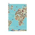 thumbnail image 1 of Easygdp World Travel Line Icons Map Golf Towel 24x16in for Men and Women with Carabiner Clip for Easy Attachment, 1 of 8