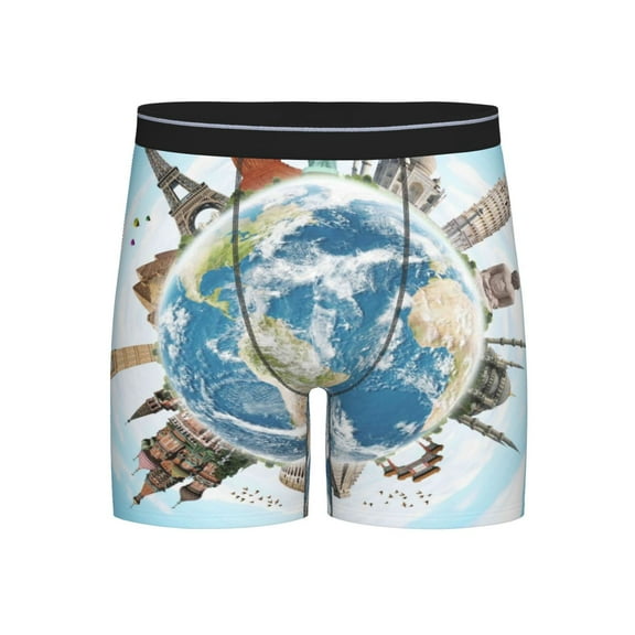 Easygdp World Travel Men's Boxer Briefs Men’s Underwear Boxer Briefs for Men
