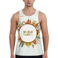 thumbnail image 1 of Easygdp World Travel3 Men's Tank Top, Sleeveless Muscle T Shirts, Breathable, Quick-Dry, Loose for Gym, Running, Fitness - X-Large, 1 of 9