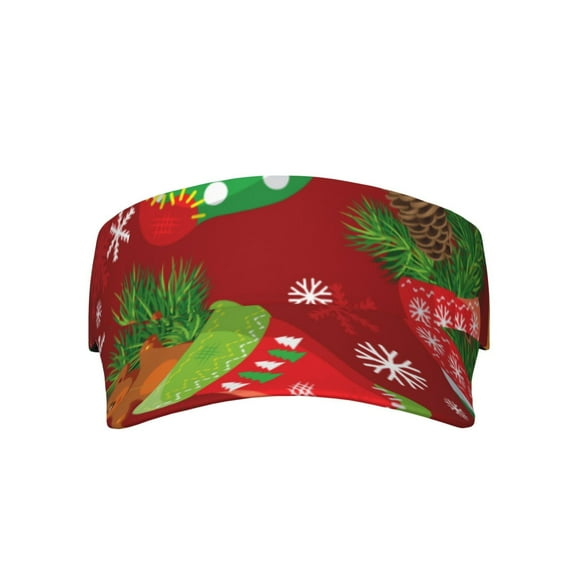 Easygdp X-mas and New Year Stretchy Visor - Unisex Visor Hat for Men and Women, UPF 50 Sun Protection Visor, Ultra-Light