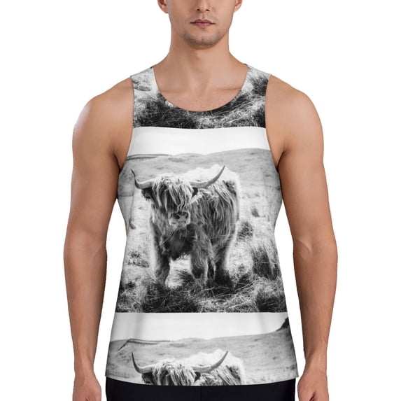Easygdp Yak Men's Tank Top, Sleeveless Muscle T Shirts, Breathable, Quick-Dry, Loose for Gym, Running, Fitness - Medium