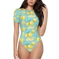 thumbnail image 1 of Easygdp Yellow Lemon Women's One-Piece Swimsuit Slim Fit Crew Neck Bodysuit Athletic Swimwear with Concealed Buckle - Medium, 1 of 9