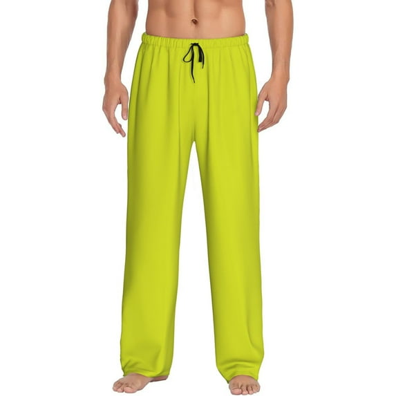 Easygdp Yellow Men's Pajama Pant, Sleep Elastic Waistband Lounge Pants - Medium