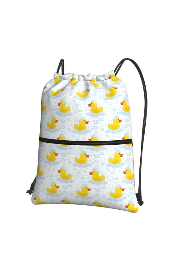 Yellow Rubber Duck Drawstring Backpack Gym Bag,Sport Gym Sackpack,Gym Sack with Side Pocket for Men Women