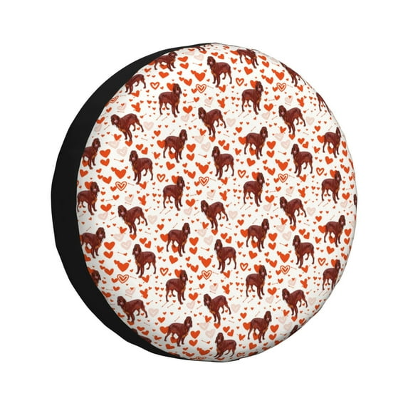 Easygdp dog Valentine's day Wheel Cover,Spare Tire Cover,4-17in Spare Tire Cover Universal Fit for Trailer, Car, Truck, SUV, Jeep-14 inch