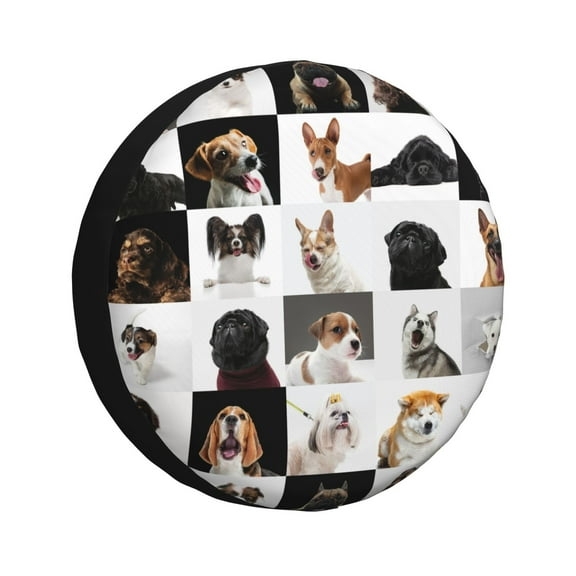 Easygdp dogs pets collage Wheel Cover,Spare Tire Cover,4-17in Spare Tire Cover Universal Fit for Trailer, Car, Truck, SUV, Jeep-15 inch