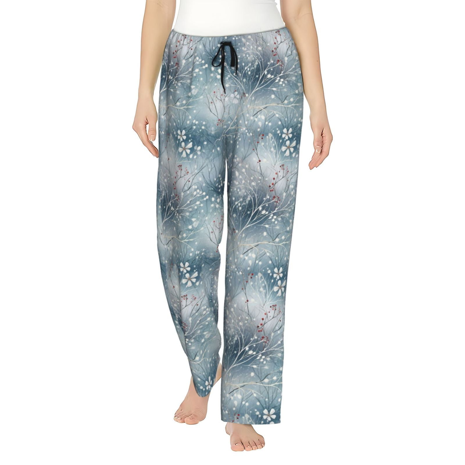 Easygdp enchanted winter snowflake holly Women's Drawstring Pajama ...