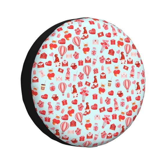 Easygdp fox gnomes and hearts Wheel Cover,Spare Tire Cover,4-17in Spare Tire Cover Universal Fit for Trailer, Car, Truck, SUV, Jeep-14 inch