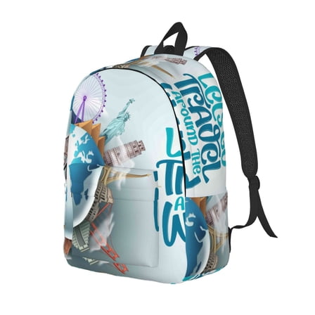 Easygdp Let's go Travel Durable Canvas Laptop Backpack,Water-Resistant,Adjustable Shoulder Strap,Large Capacity,Lightweight,Fits 15-17in Laptops for School, Work, Travel-Medium