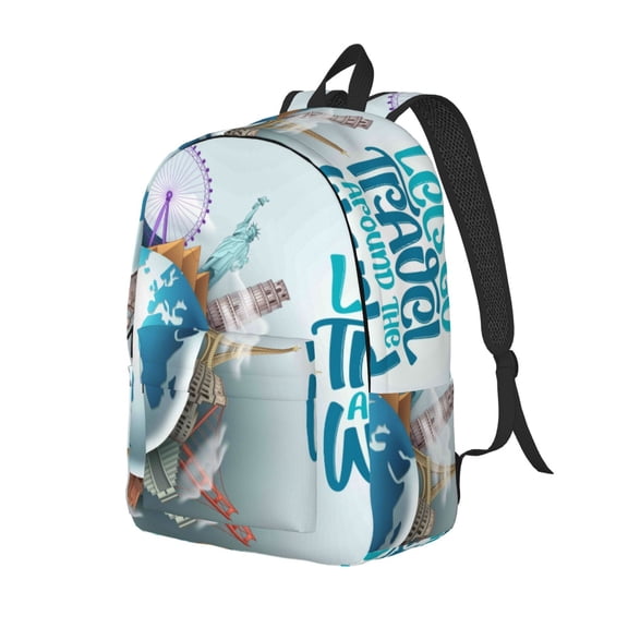 Easygdp Let's go Travel Durable Canvas Laptop Backpack,Water-Resistant,Adjustable Shoulder Strap,Large Capacity,Lightweight,Fits 15-17in Laptops for School, Work, Travel-Medium