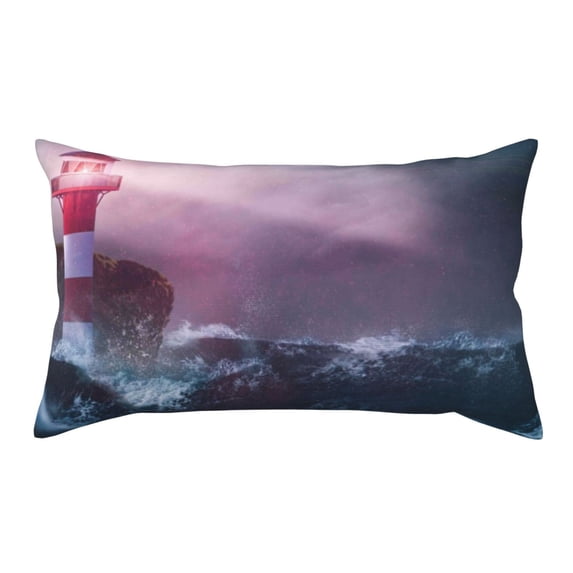 Easygdp lighthouse Waves Torrential Rain Envelope Closure Pillowcase - 20x36in, Queen Pillowcase, Breathable, Stain-Resistant, Wrinkle-Free
