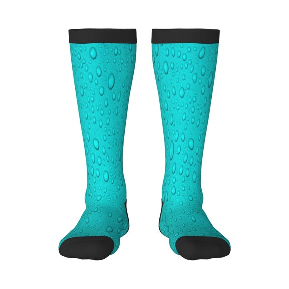 Easygdp water droplets Sport Knee High Socks Soccer Socks Calf Compression Athletic Socks for Men and Women