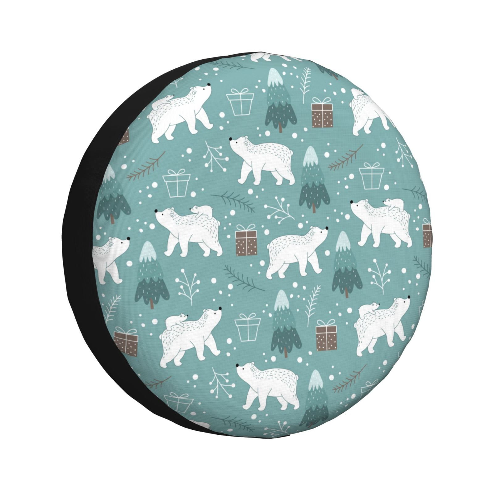 Easygdp whiter Snow bear Print Wheel Cover,Spare Tire Cover,417in Spare Tire Cover Universal