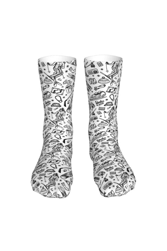 winter Ski Element Ankle Socks for Women Stocking Mid Calf Socks Ultra Stretchy for Boots Sneakers Loafer