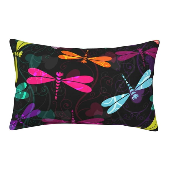 EasygdpColorful Dragonflies Polyester Fiber Double-Sided Pillowcase,Super Soft,Comfortable And Luxurious Pillowcase,Not Easy To Break Or Deform- 14"X20"