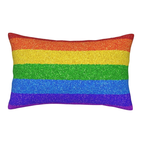 EasygdpColorful Glitter Rainbow Polyester Fiber Double-Sided Pillowcase,Super Soft,Comfortable And Luxurious Pillowcase,Not Easy To Break Or Deform- 14"X20"