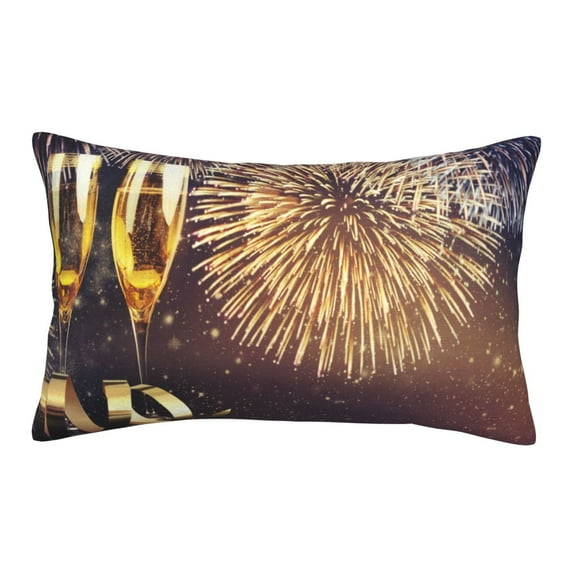 EasygdpHappy New Year Polyester Fiber Double-Sided Pillowcase,Super Soft,Comfortable And Luxurious Pillowcase,Not Easy To Break Or Deform- 14"X20"