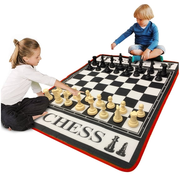 Easygo Giant 3 Feet X 4 Feet Mat Chess Game ? indoor Outdoor Family Game ? Lawn Game ? Pieces Range From 3-6 inches Tall