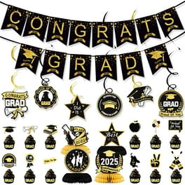 2025 Party Supplies Class Of 2025 Graduation Decorations - Black & Gold ...
