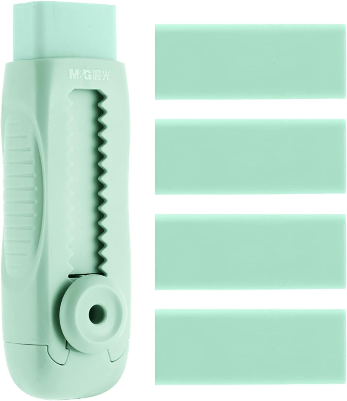 Easygou 4+1 Pack Sliding Retractable Pencil Eraser, Soft Green Color Cute Push Pull Eraser with