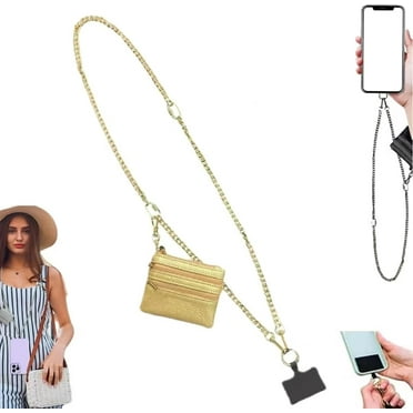 Easygou Clip and Go Strap for Phone with Wallet Crossbody, Phone Strap With Zippered Pouch, Adjustable Phone Crossbody Strap