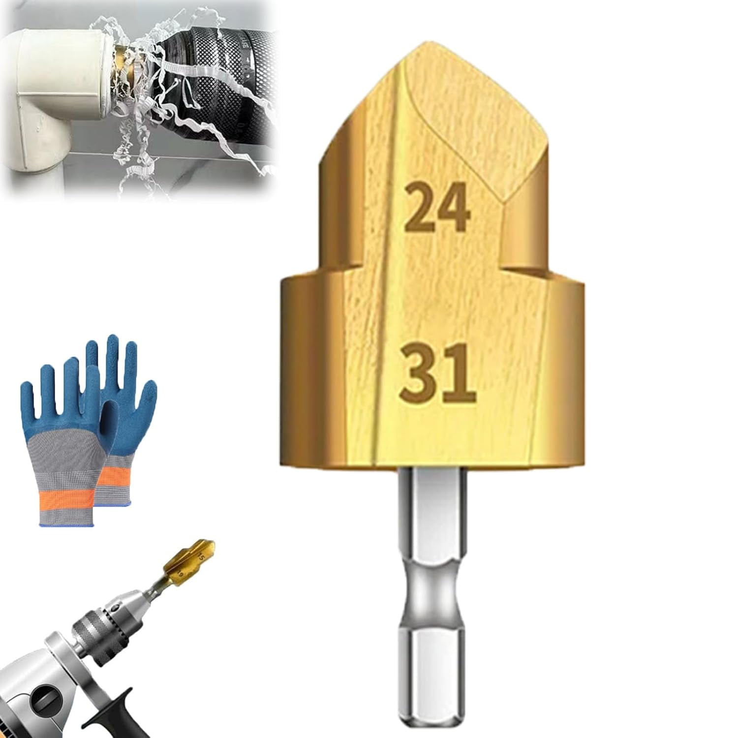 Easygou Heavy Duty Pipe Reaming Drill Bits, PVC Pipe Reamer, Conduit