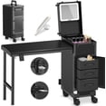 thumbnail image 1 of EasyinBeauty Rolling Portable Manicure Table with 3 Drawers, Lockable Makeup Train Case with Foldable Nail Desk, 1 of 7