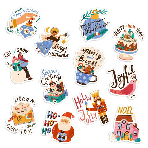 Easykart 96 Christmas Vinyl Stickers for Kids ( Reusable ) Best for Kids Activities , Classroom Parties , Decoration