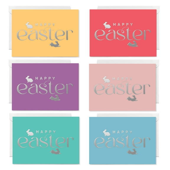 Easykart Easter Greeting Cards , 24 PCs - Pastel Colours 4 Each , Size 5.5 x 4 with Envelopes