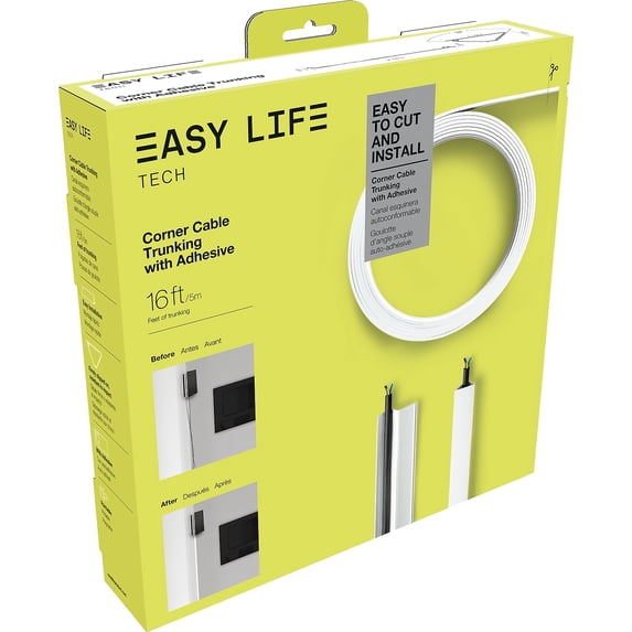 Easylife Tech 16' Wall Corner Cable Raceway Roll White (71503A-EL)