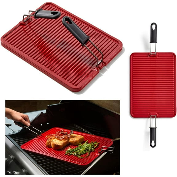 Easylife Tech Non-Stick Enameled Ceramic Flat Top Griddle Stone for Grill and Oven Cooking with Handles