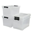 thumbnail image 1 of Easymanie 4-Pack 34 Quart Plastic Storage Bins with Wheels, Large Clear Storage Latch Box, 1 of 6