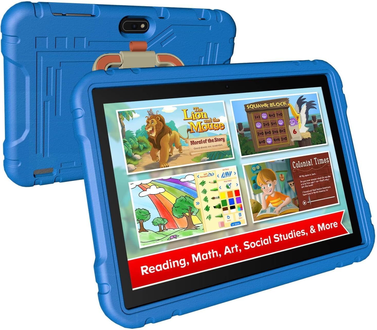 Easyonlife Kids Tablet 10 Inch Android 13 64GB Children Tablets WiFi Kids Content Parental Control Gifts Ages 3-12 Blue