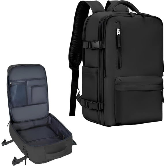 Easypack Usa Backpack, Easy Pack Backpack, 40L Expandable Carry on Flight Approved Travel Bag for Women Men, Black