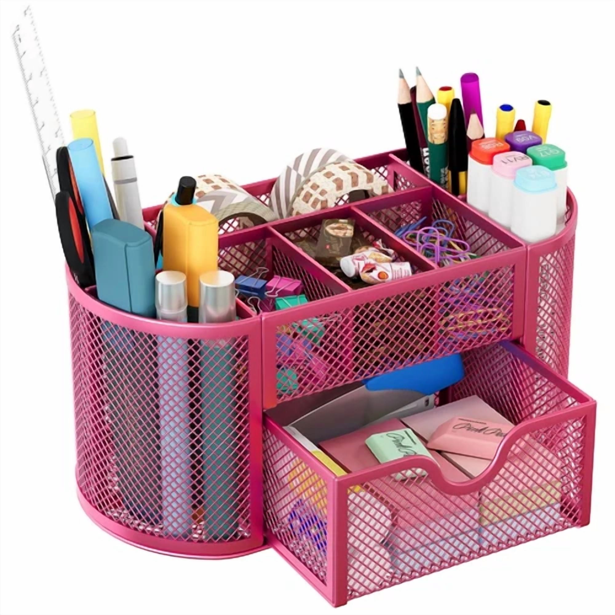 Easypag Mesh Desk Organizer With 8 Compartments & Drawer – Metal Offic