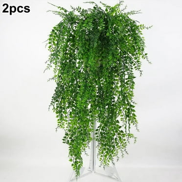 Easypob 32.66” Artificial Fern Plant in Green Plastic Pot (2 Count)