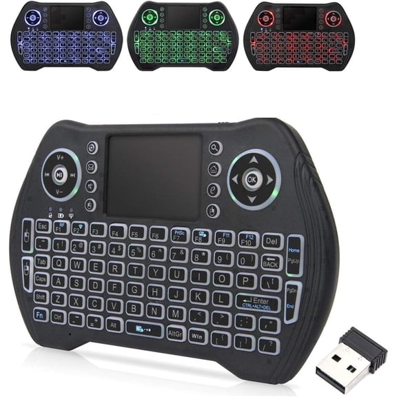 Easytone Backlit Mini Wireless Keyboard with Touchpad Mouse Combo Remote Control with Rechargeable Li-ion Battery and Multimedia Keys for Android TV Box HTPC PS3 Smart TV PC X-Box Linux Windows MacOS