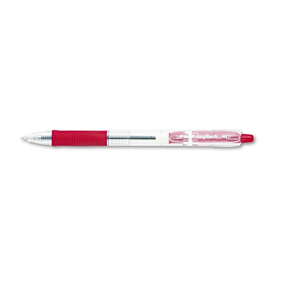 Easytouch Ballpoint Pen, Retractable, Medium 1 Mm, Red Ink, Clear Barrel, Dozen